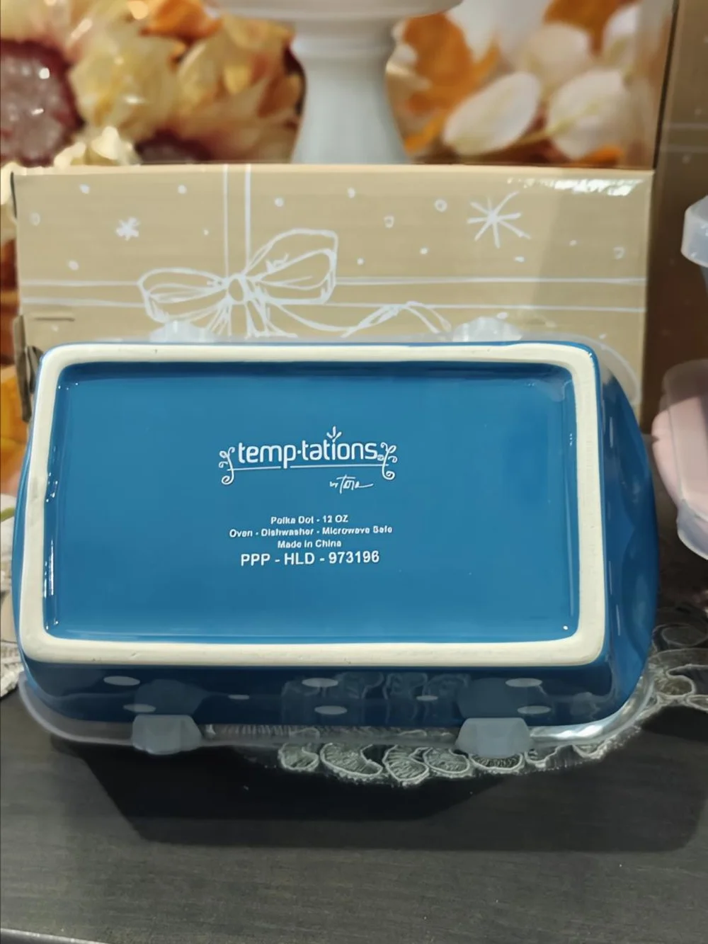 Temptations Polka Dot Stackable Food Storage Set - Purple, Pink, Gray, Blue S/4
